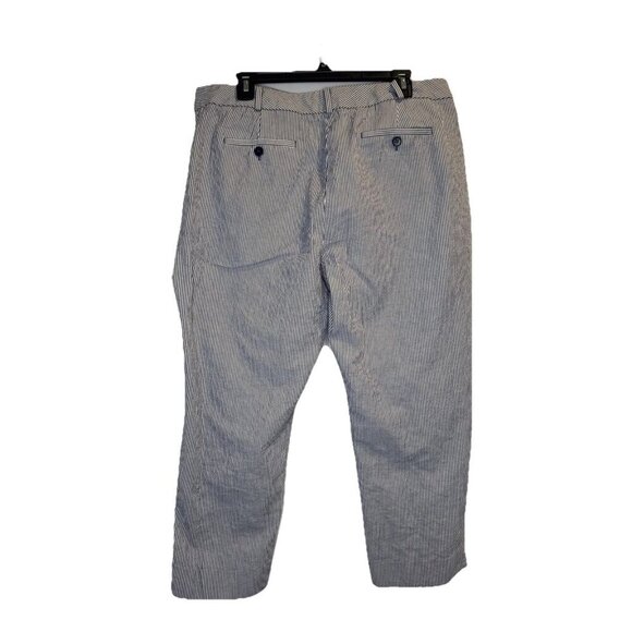 Talbots Women’s Blue White Stripe Seersucker Cotton Crop Pants Curvy Sz 14 - Picture 3 of 11